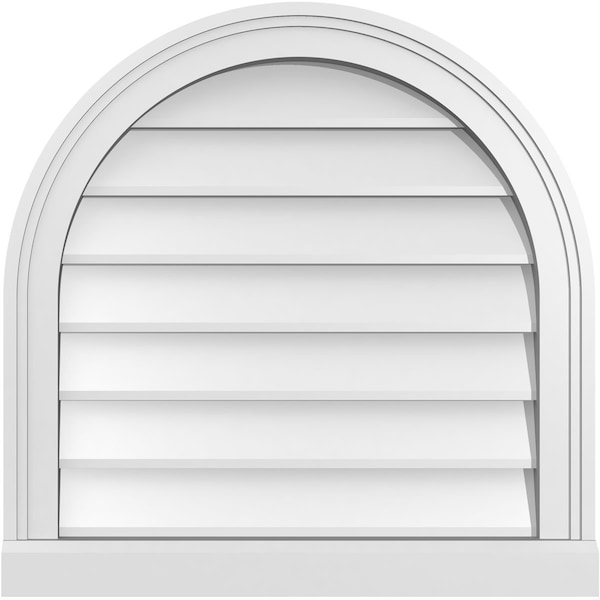Ekena Millwork Round Top Surface Mount PVC Gable Vent w/ 2"W x 2"P Brickmould Sill Frame, 22"W x 22"H GVPRT22X2203SN - main